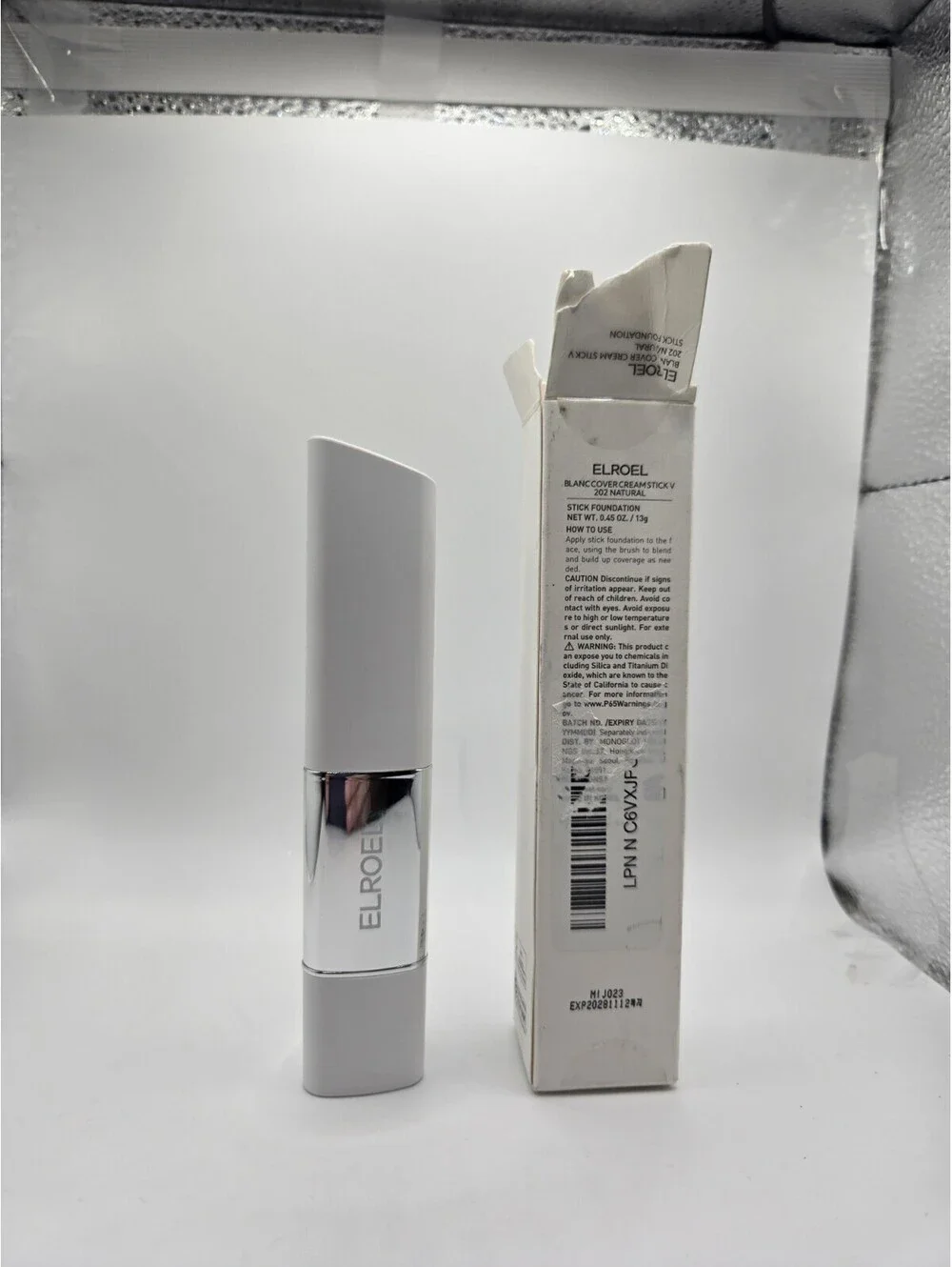 Elroel Blanc Cover Cream Stick V 202 Natural Foundation K-Beauty